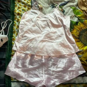 pink satin pj set